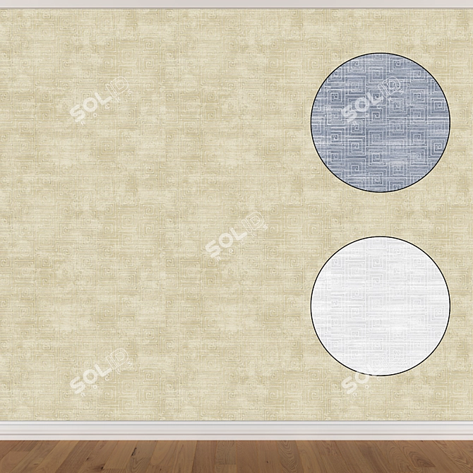 Seamless Wallpaper Set: 3 Colors 3D model image 1