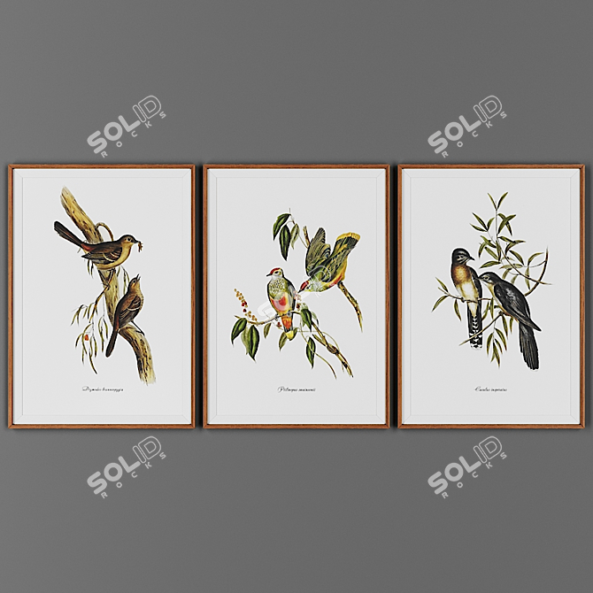 Wooden Framed Picture Set 3D model image 1