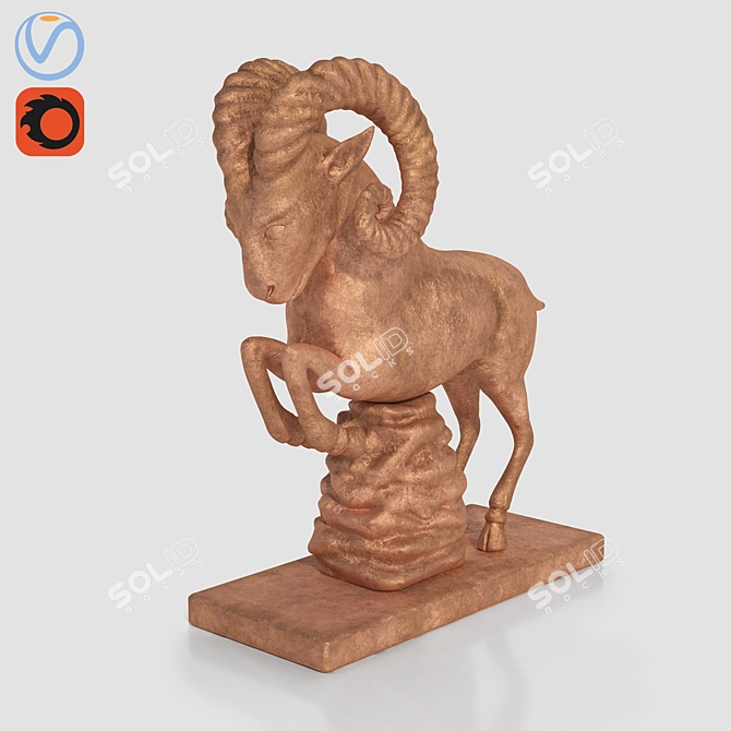 Elegant Ram Sculpture: 2013 70cm Centimeters 3D model image 1