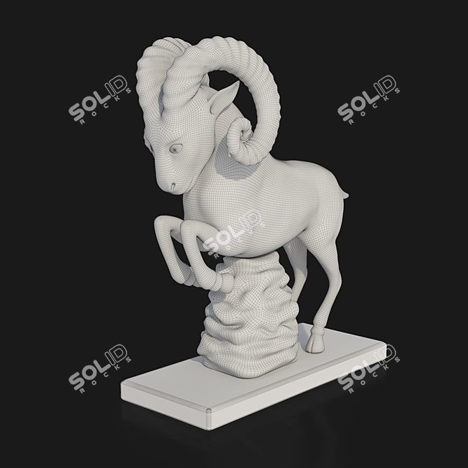 Elegant Ram Sculpture: 2013 70cm Centimeters 3D model image 4