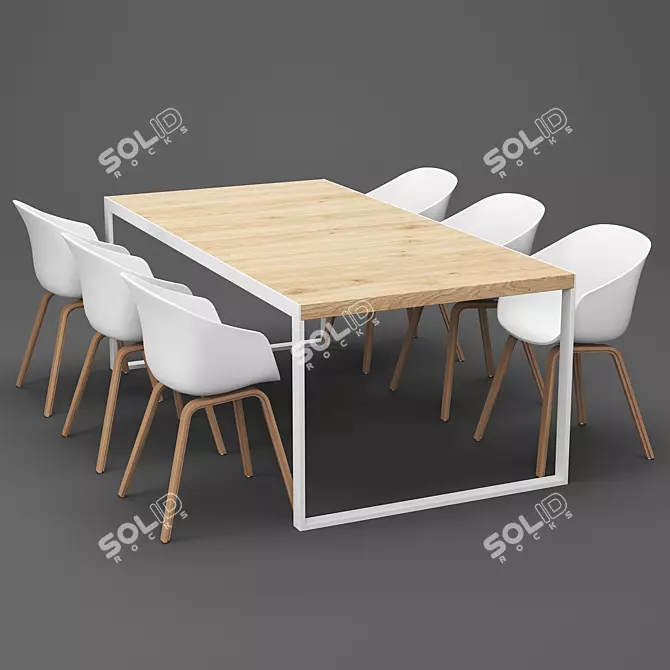 Modern Dining Table Set 3D model image 1