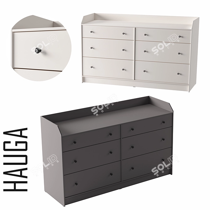 Stylish HAUGA 6-Drawer Chest 3D model image 1