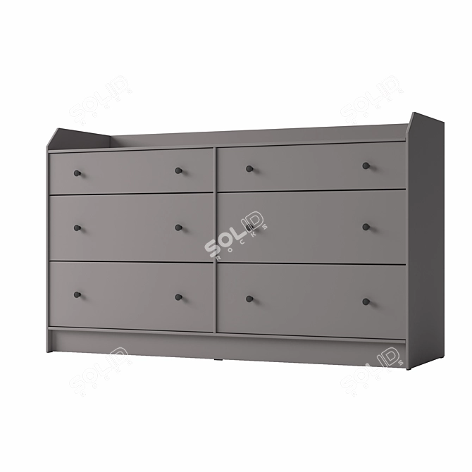 Stylish HAUGA 6-Drawer Chest 3D model image 3