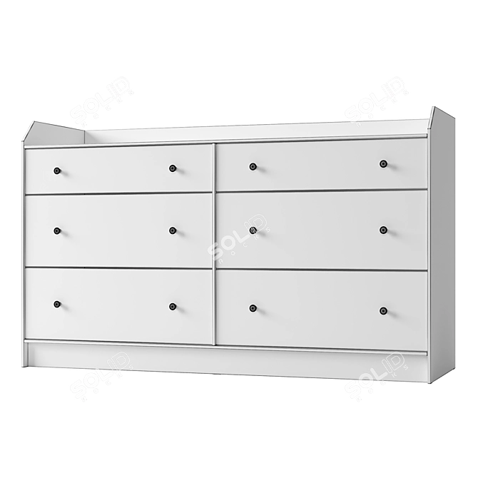 Stylish HAUGA 6-Drawer Chest 3D model image 4