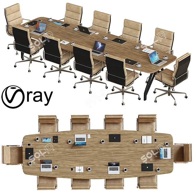 Contemporary Conference Table 3D model image 1