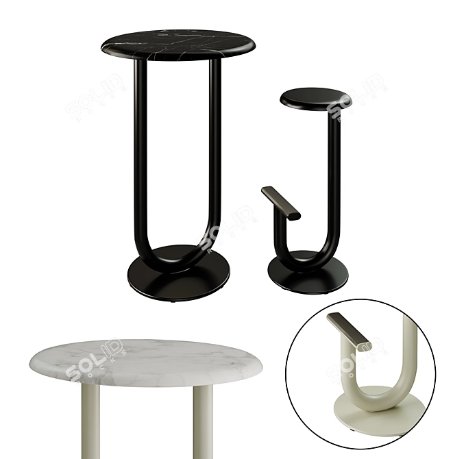 Strong Bar Table and Chair Set 3D model image 1