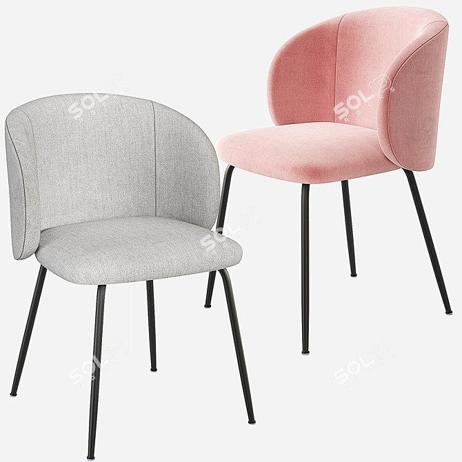 Elegant MINNA Chair: Velvet & Fabric 3D model image 1