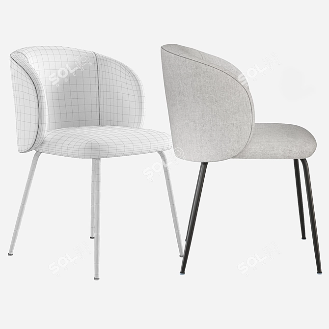 Elegant MINNA Chair: Velvet & Fabric 3D model image 5