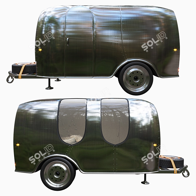 Compact Camping Trailer: Portable and Stylish 3D model image 3