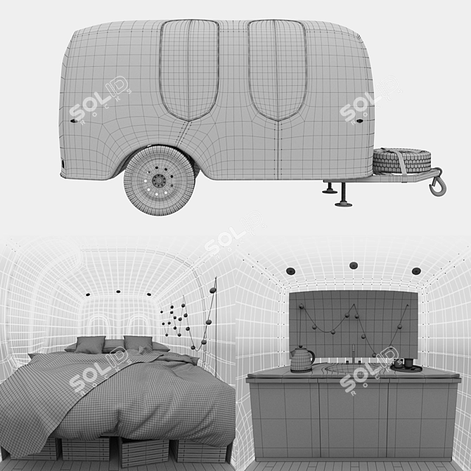 Compact Camping Trailer: Portable and Stylish 3D model image 10