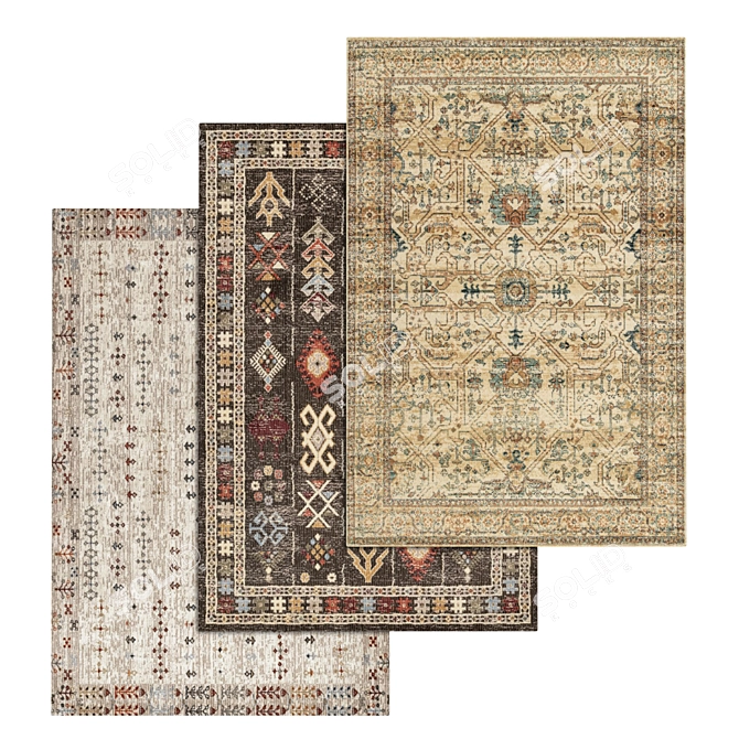 Luxury Rug Set with High-Quality Textures 3D model image 1