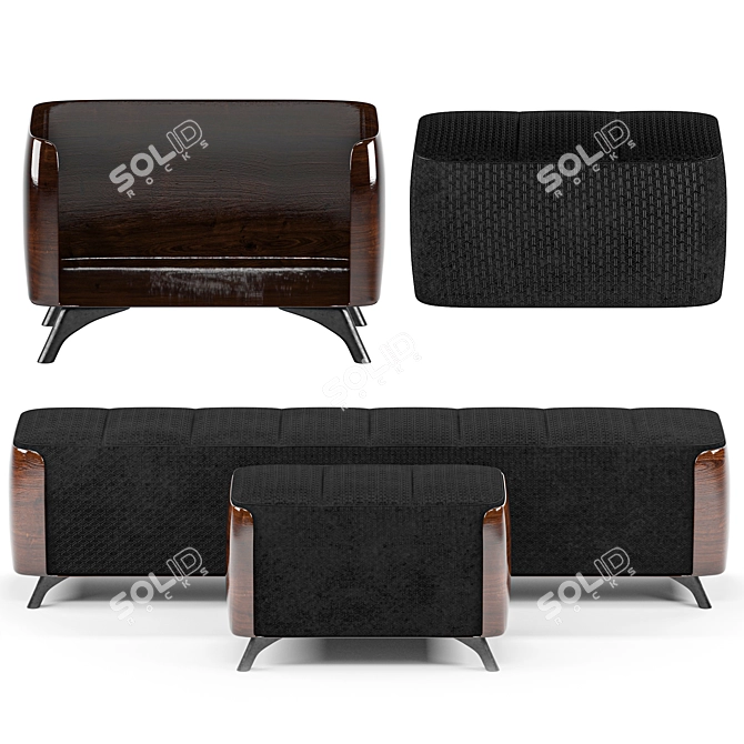 Elegant Ottoman Pouffe Set 3D model image 1