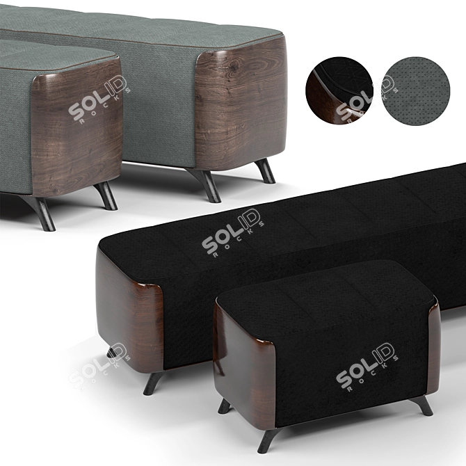 Elegant Ottoman Pouffe Set 3D model image 2