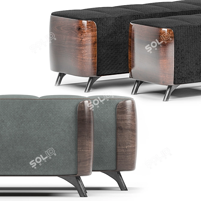 Elegant Ottoman Pouffe Set 3D model image 6