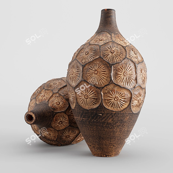 Exquisite Ethnic Vase: 3D Scanned Masterpiece 3D model image 1