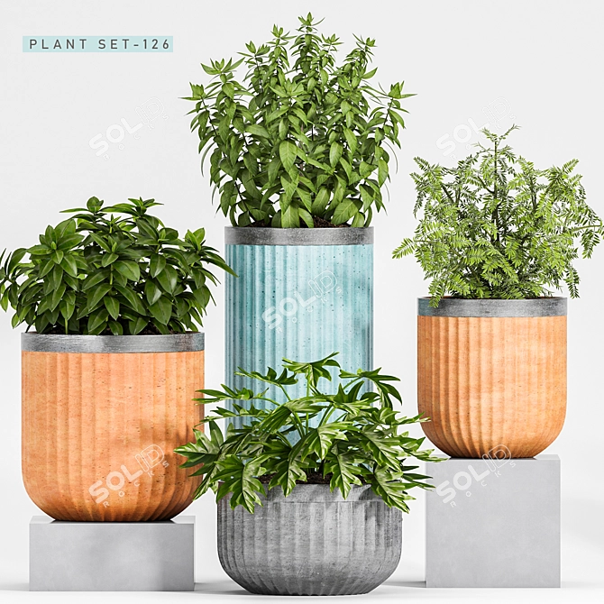 Botanical Bliss: Decorative Planter Set 3D model image 1