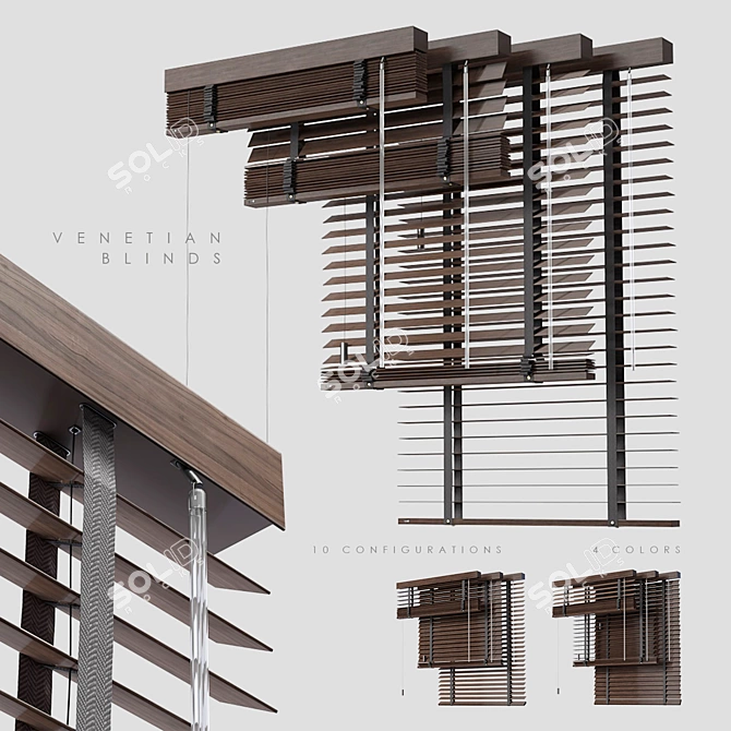 Wooden Venetian Blinds Collection 3D model image 1