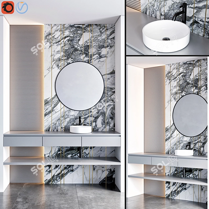 Elegant Gessi Inciso Bathroom Furniture Set 3D model image 1