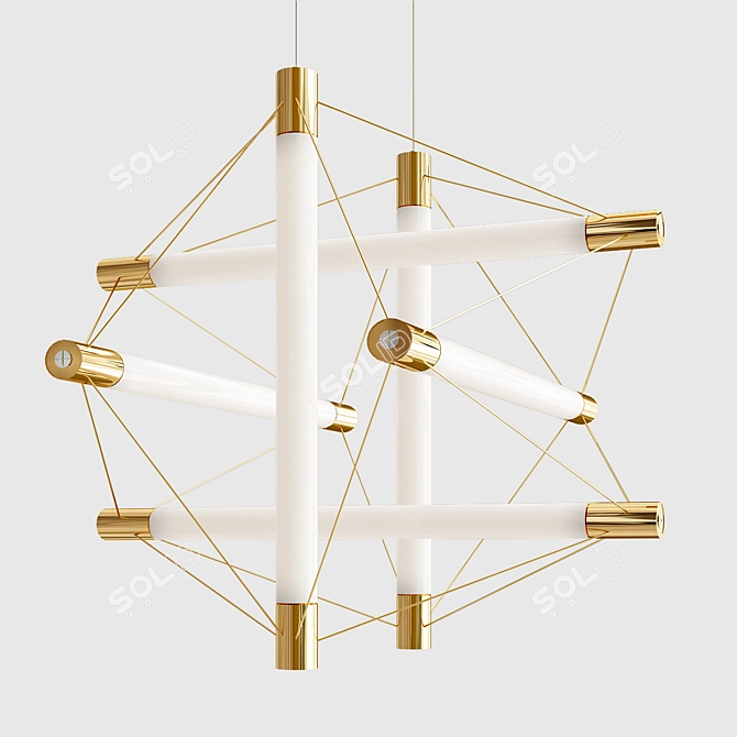 Sleek Aluminium Pendant Lamp 3D model image 1