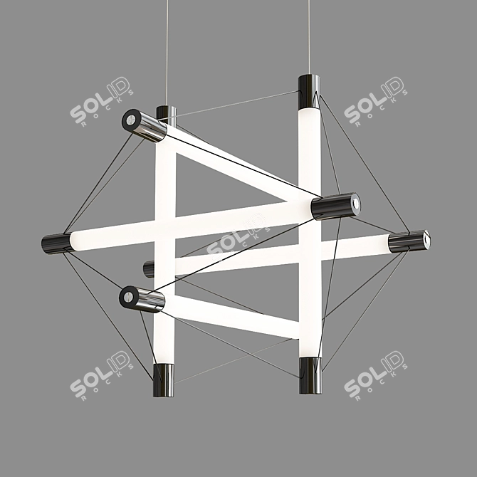 Sleek Aluminium Pendant Lamp 3D model image 3