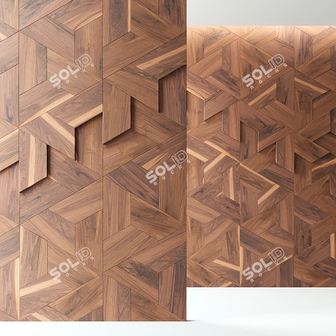 American Walnut Trapeze Parquet 3D model image 2