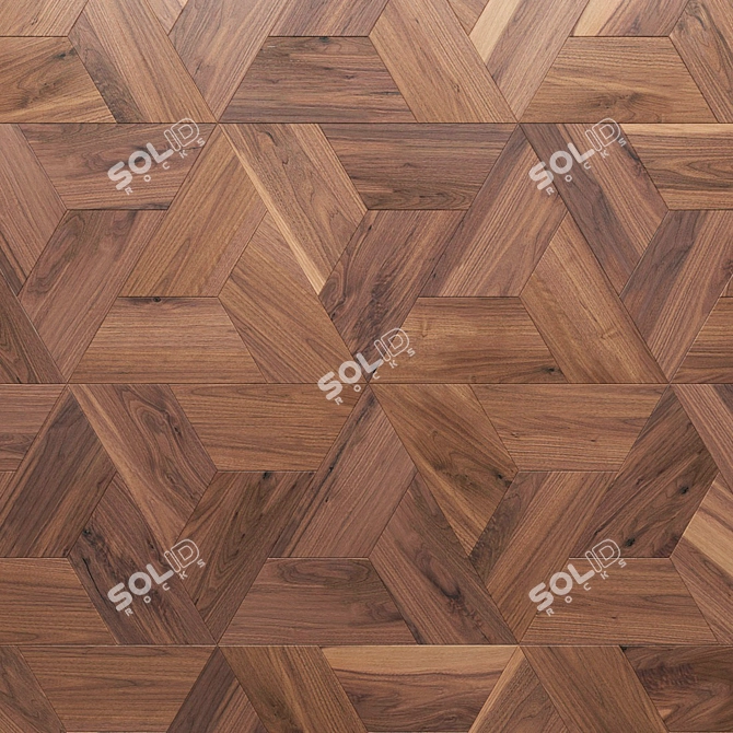 American Walnut Trapeze Parquet 3D model image 3