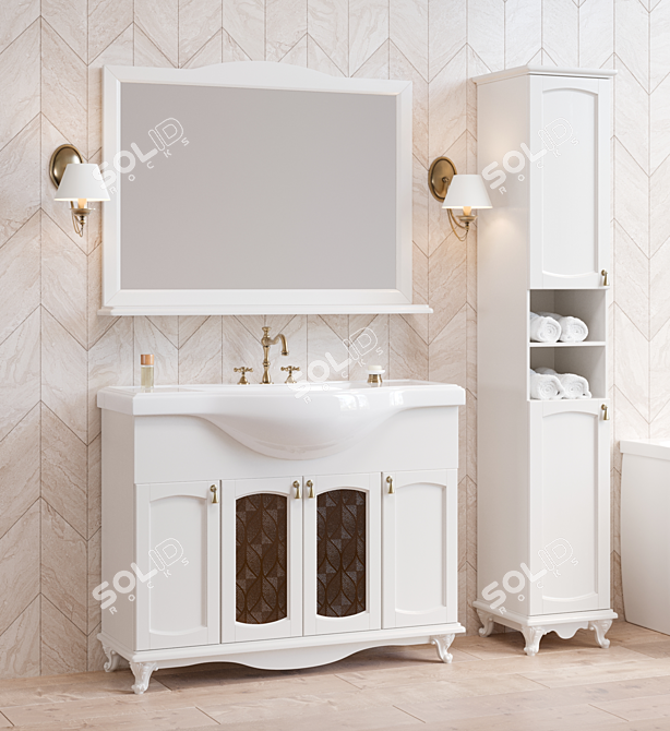 3-Piece Bathroom Furniture Set: Classic, Modern, and Provence Style 3D model image 4