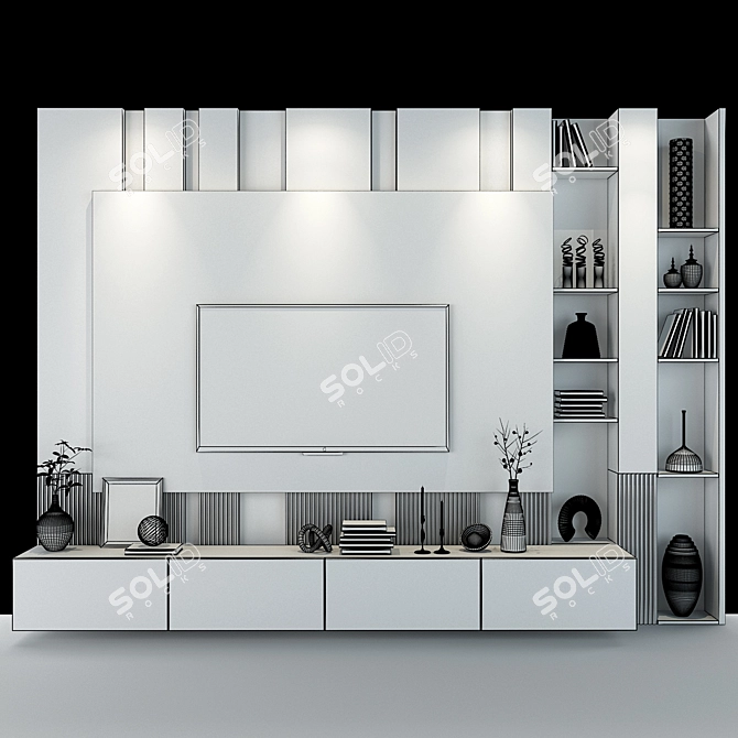 Sleek TV Stand Shelf 3D model image 3