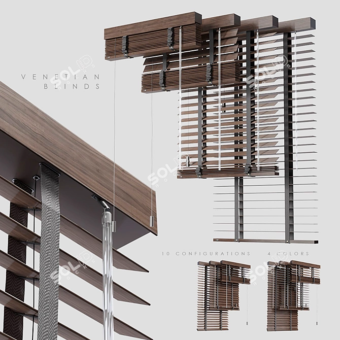 Wooden Venetian Blinds Collection 3D model image 1