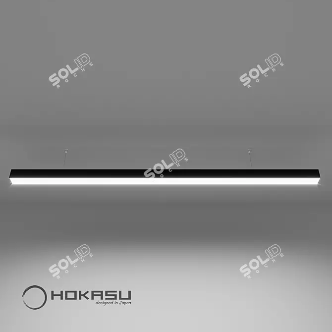 S35 Black Linear Lamp: Stylish & Suspended 3D model image 2