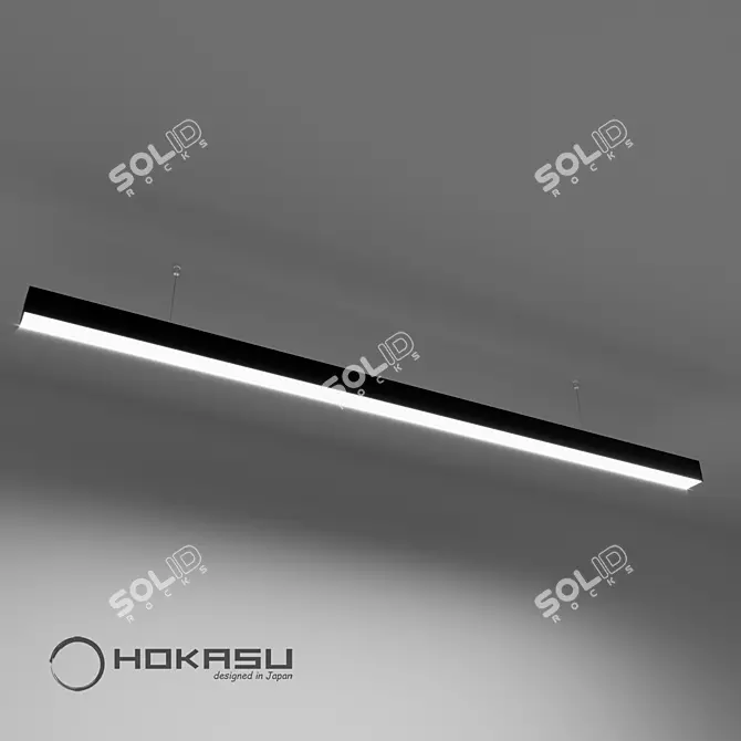 S35 Black Linear Lamp: Stylish & Suspended 3D model image 3