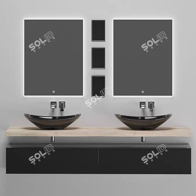 Velvex Gloss 190 Bathroom Furniture Set 3D model image 1