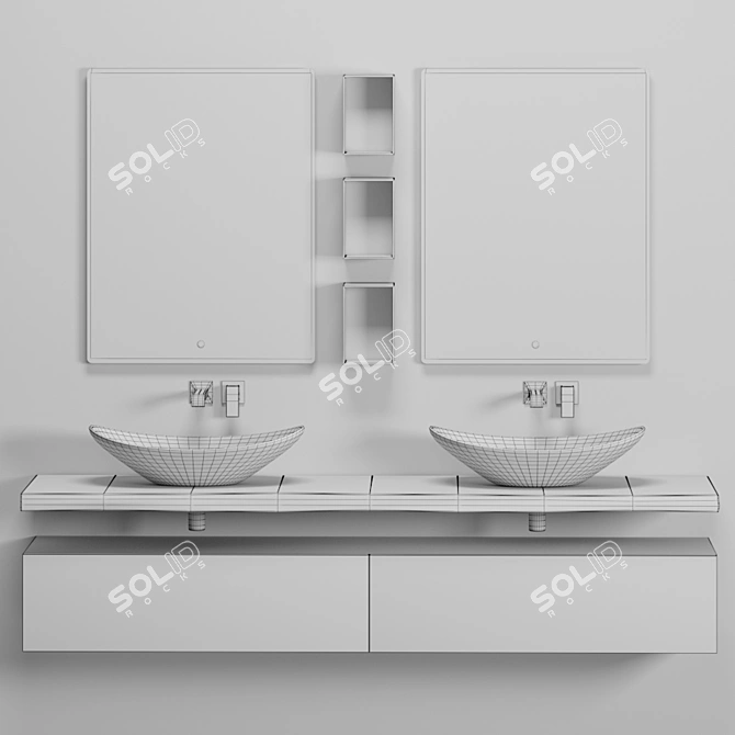 Velvex Gloss 190 Bathroom Furniture Set 3D model image 5