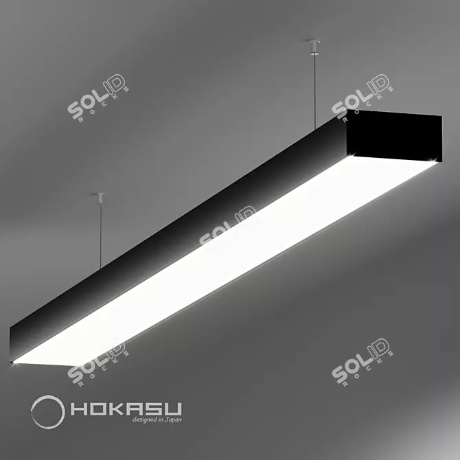 HOKASU 75/35: Sleek Black Linear Pendant 3D model image 1