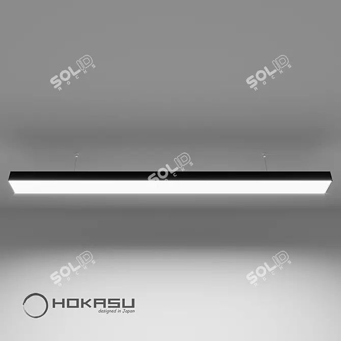 HOKASU 75/35: Sleek Black Linear Pendant 3D model image 2