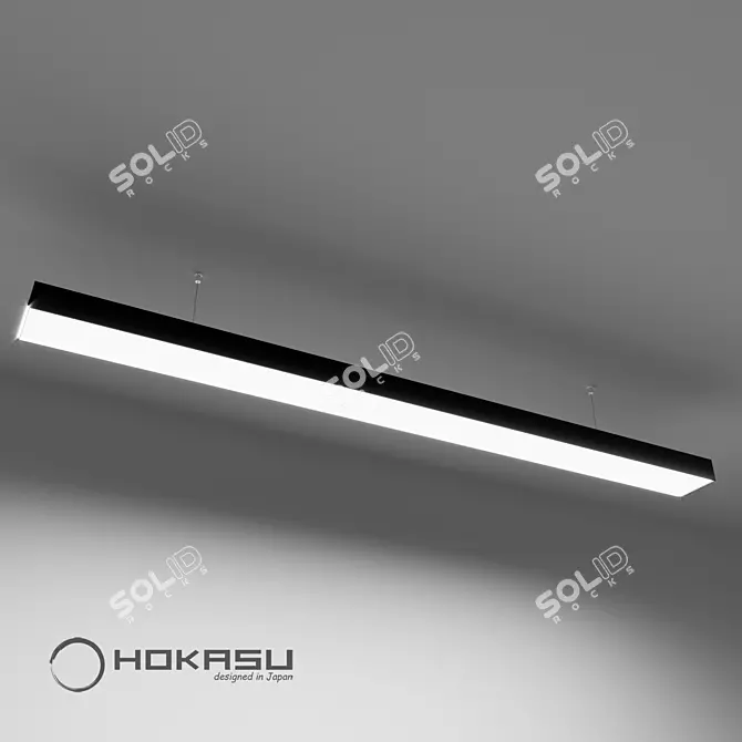 HOKASU 75/35: Sleek Black Linear Pendant 3D model image 3