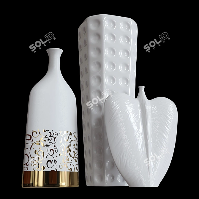 Elegant Vases Set for Home 3D model image 1
