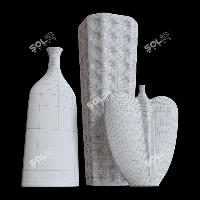 Elegant Vases Set for Home 3D model image 2
