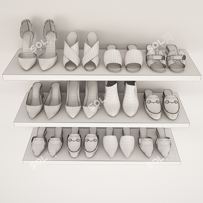 Sleek Womens Shoe Set 3D model image 4