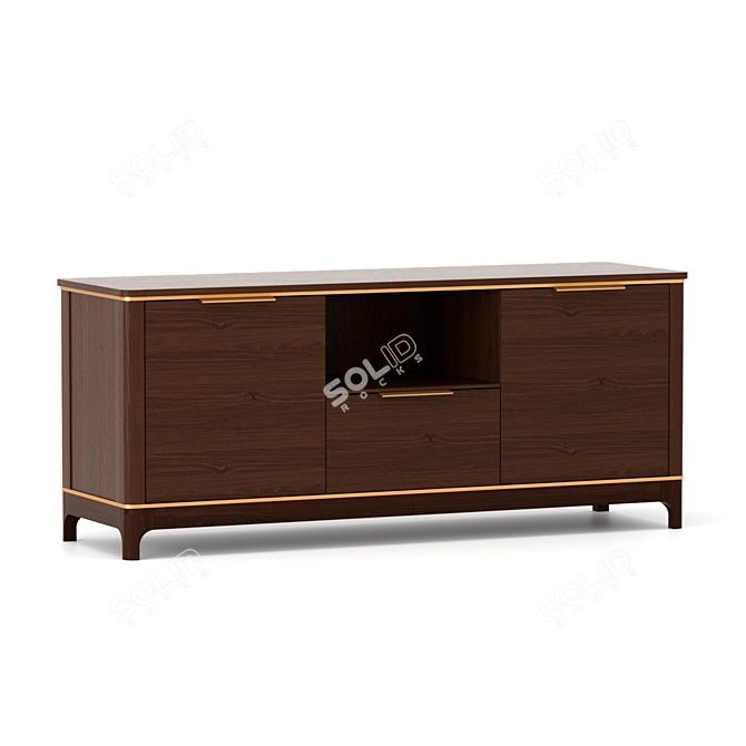 Gladstone Oak TV Stand 3D model image 1