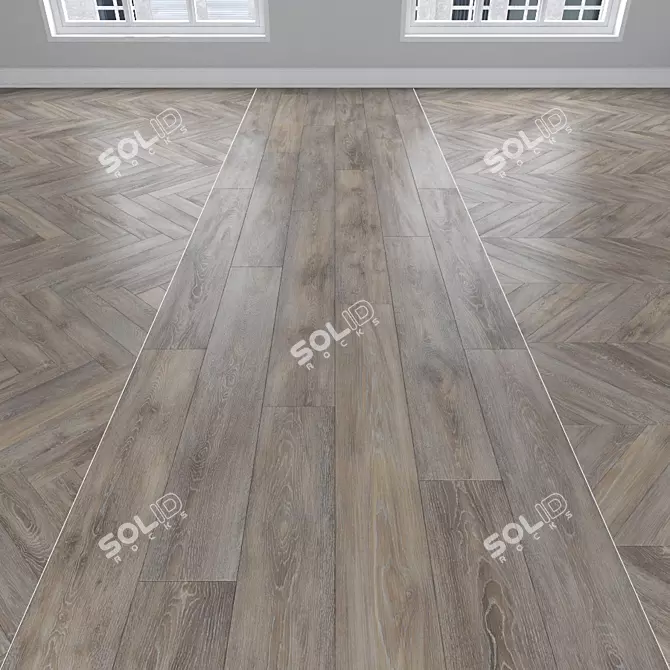 Parquet Oak: Herringbone, Linear, Chevron 3D model image 1