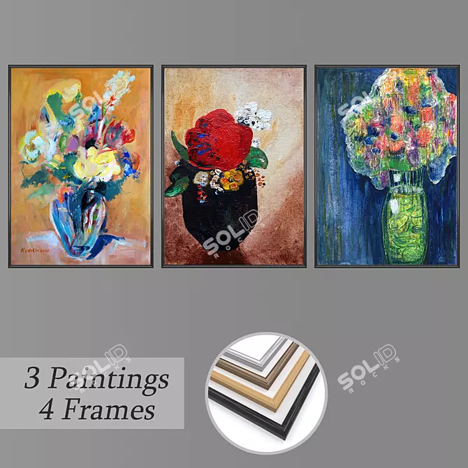 Gallery Collection: Set of 3 Wall Paintings 3D model image 1