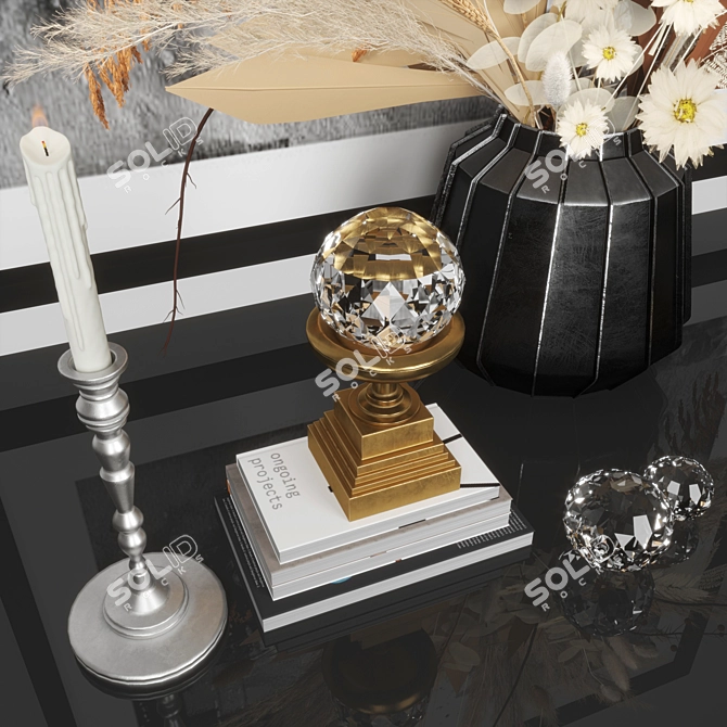 Elegant Decor Set with Vases, Flowers, and Art 3D model image 2