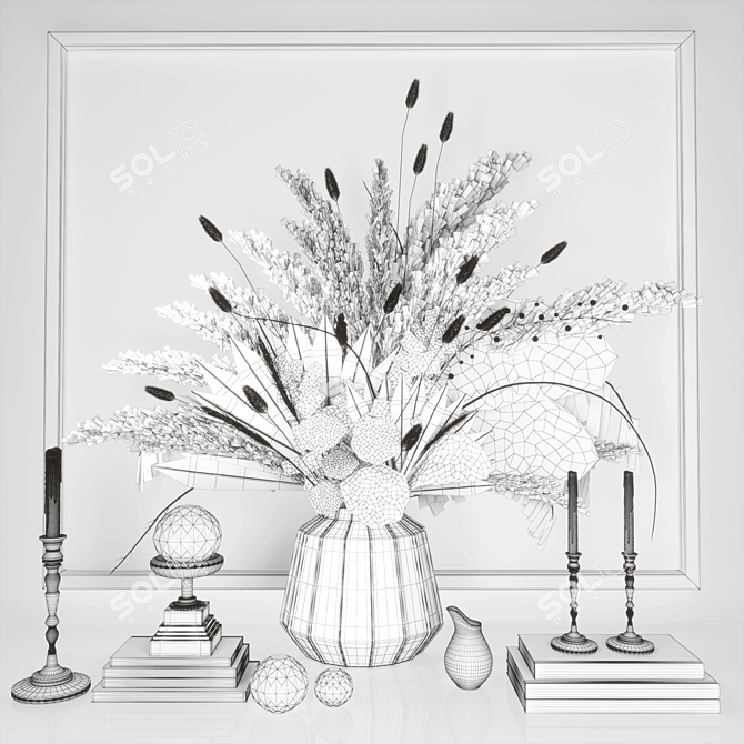 Elegant Decor Set with Vases, Flowers, and Art 3D model image 5