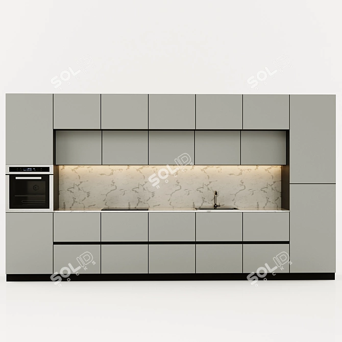 Sleek Kitchen Design with Sink, Faucet, and Oven 3D model image 1
