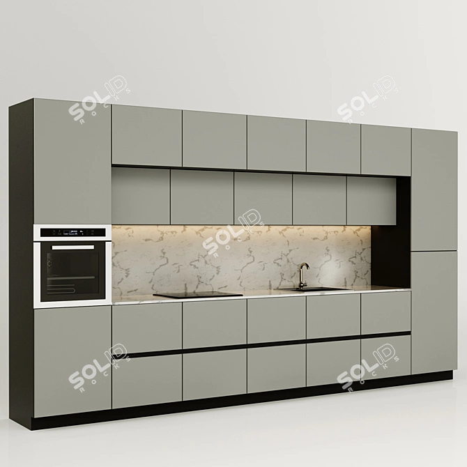 Sleek Kitchen Design with Sink, Faucet, and Oven 3D model image 2