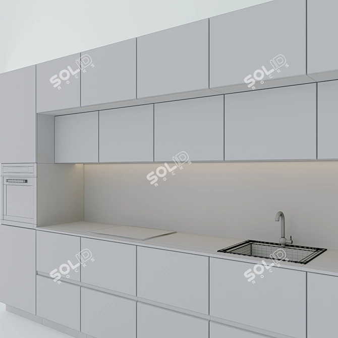 Sleek Kitchen Design with Sink, Faucet, and Oven 3D model image 5