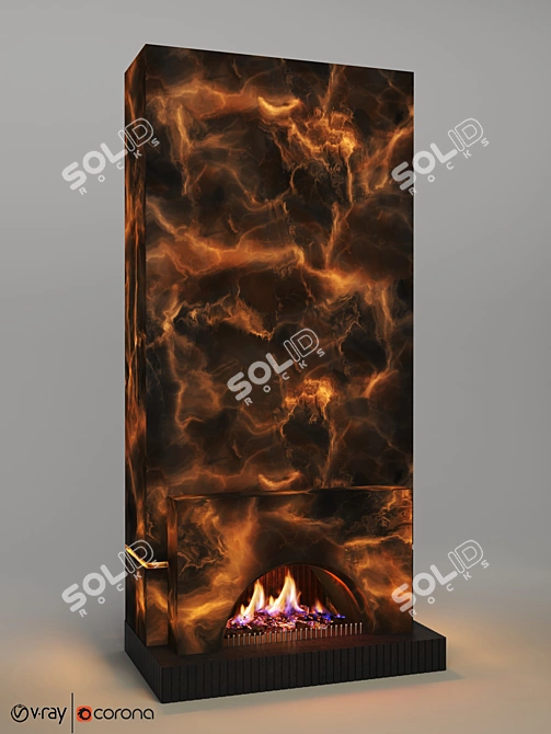 Modern Fire Place for V-Ray 3D model image 1
