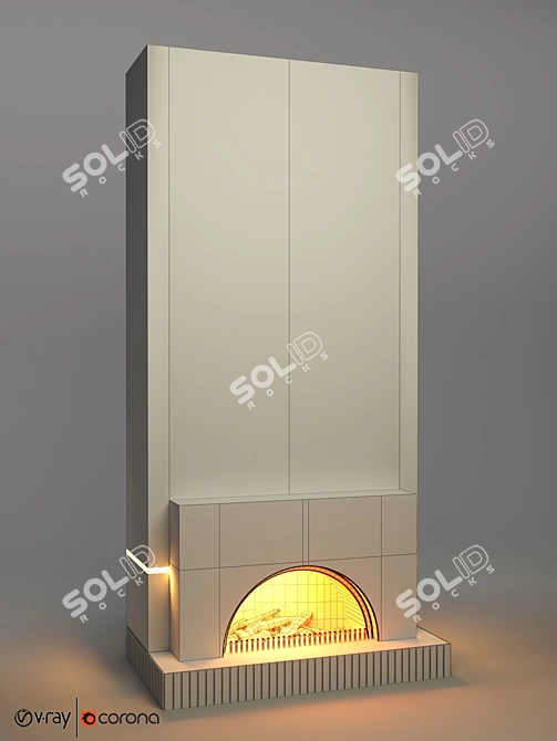 Modern Fire Place for V-Ray 3D model image 2