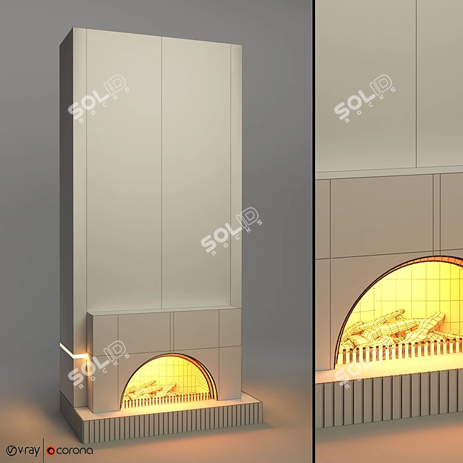 Modern Fire Place for V-Ray 3D model image 4